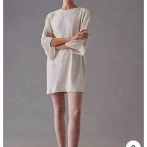 Anthropologie Textured White Midi Dress